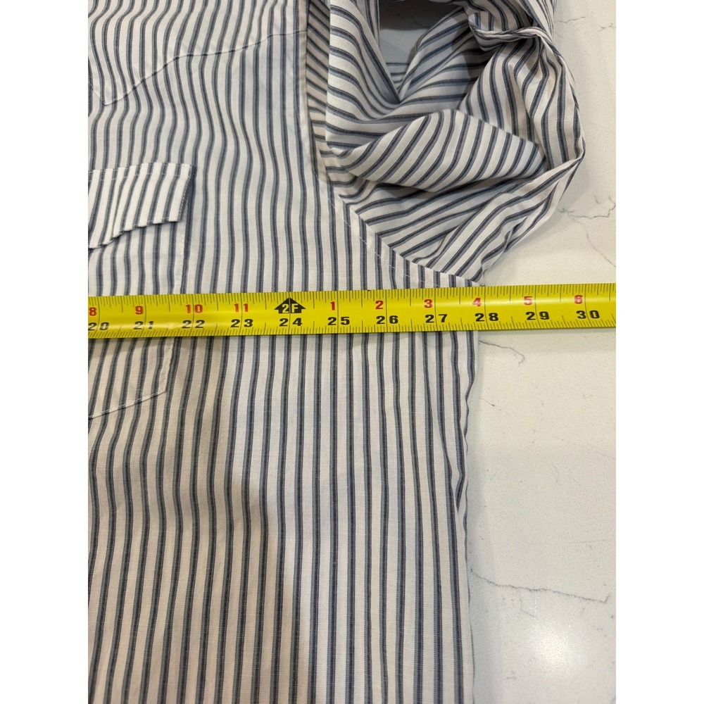 Wrangler Mens Blue Striped Western Snap Shirt XXL Long Sleeve Pearl Snap Yoke - Picture 6 of 8